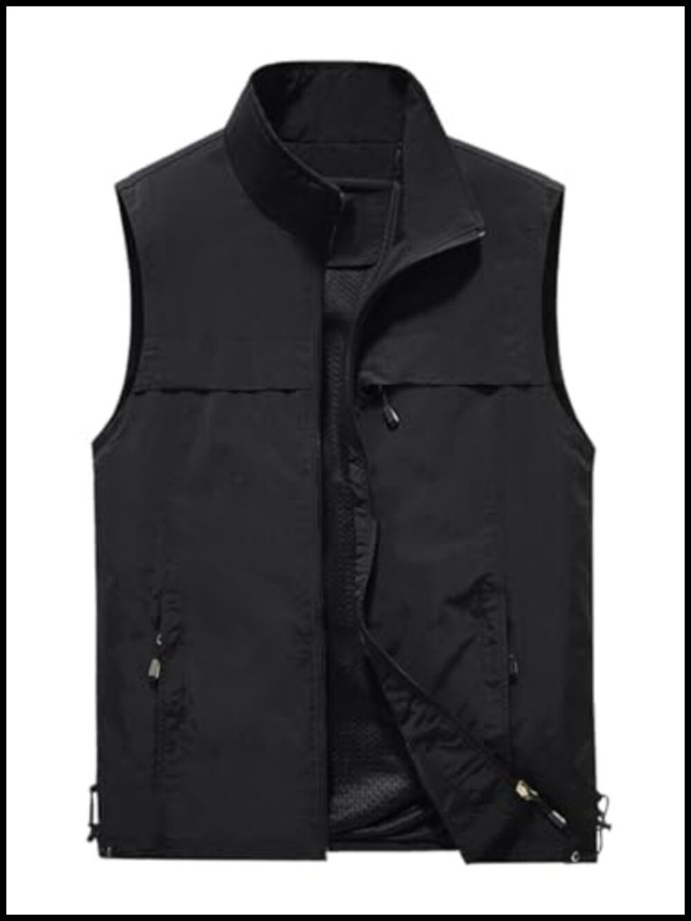 Men's Fishing Vest Utility Lightweight Nylon Sleeveless Zip Outdoor